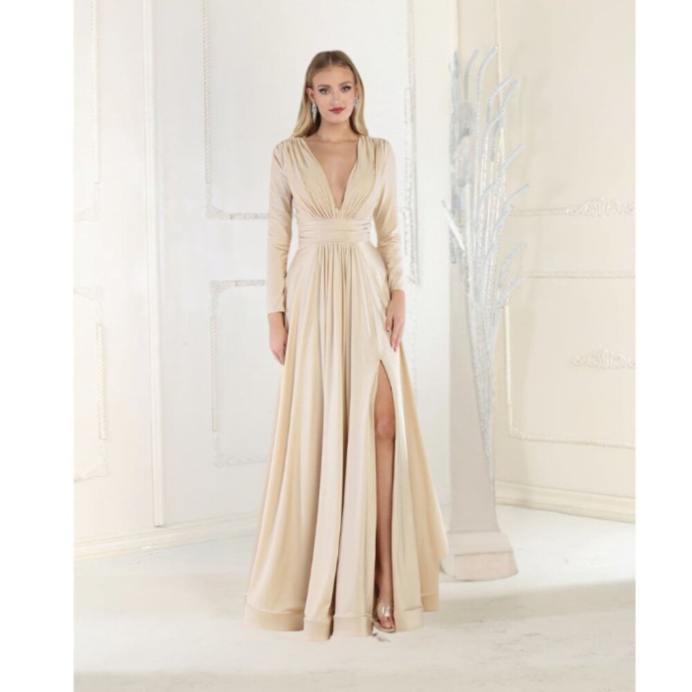 Champagne Valentine's Day Dress Outfit with Plus Size By May Queen MQ1835